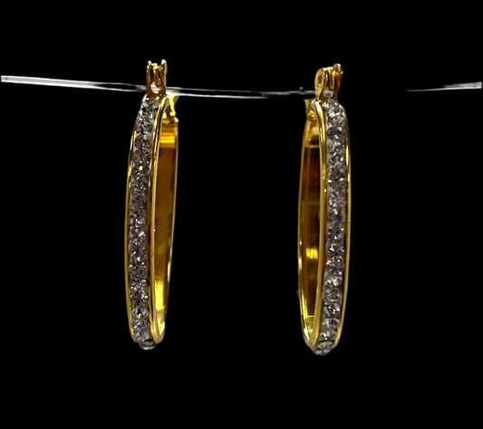 Jeweled Oval Hoop Earrings E9